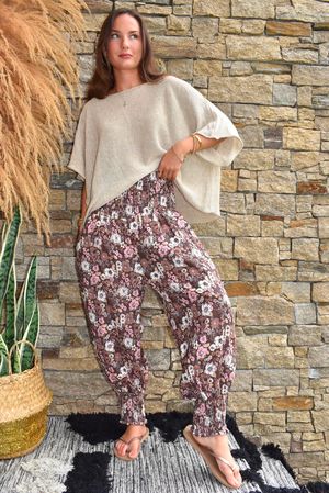 Daughter Of Ibiza Lovechild Shirring Cuff Pant Chocolate & Rose 
